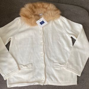 Janie and Jack size 5 faux fur collared cardigan NWT
